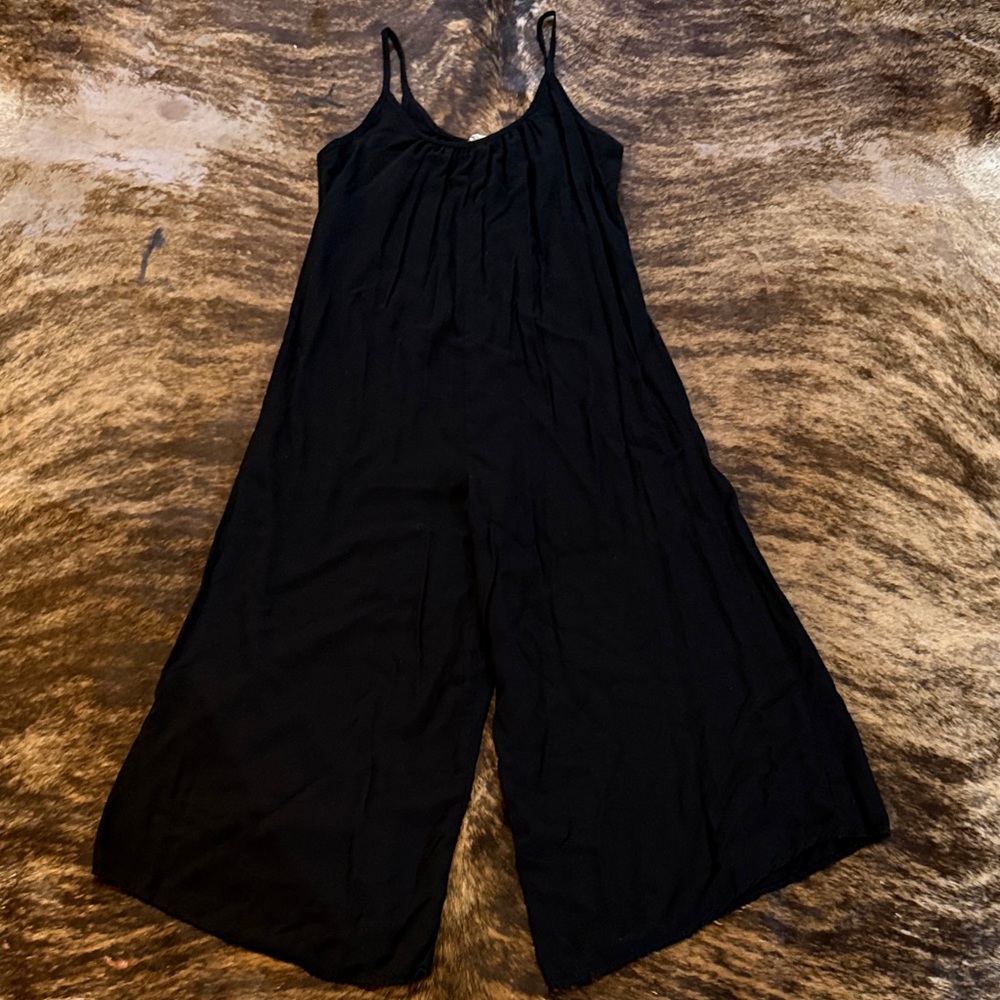 Black Wide-Leg Spaghetti-Strap Jumpsuit